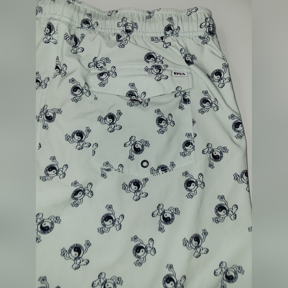 RVCA Men's Swim Shorts - Light Gray with Black Print - Picture 7 of 8